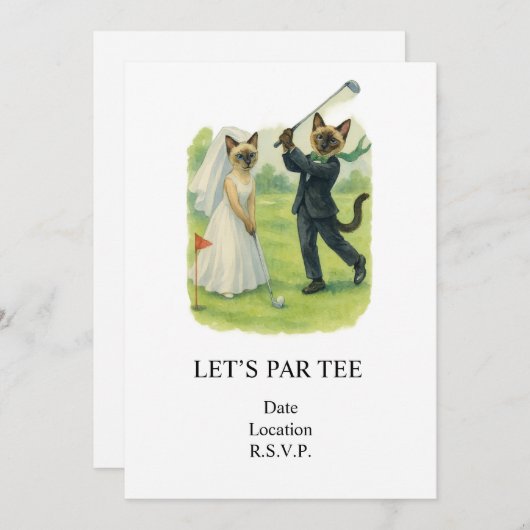 Golf Let’s Par tee for cat lovers WEDDING 招待状 (正面/裏面)