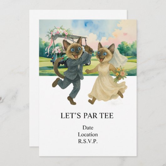 Golf Let’s Par tee for cat lovers WEDDING 招待状 (正面/裏面)