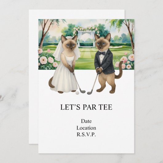 Golf Let’s Par tee for cat lovers WEDDING 招待状 (正面/裏面)