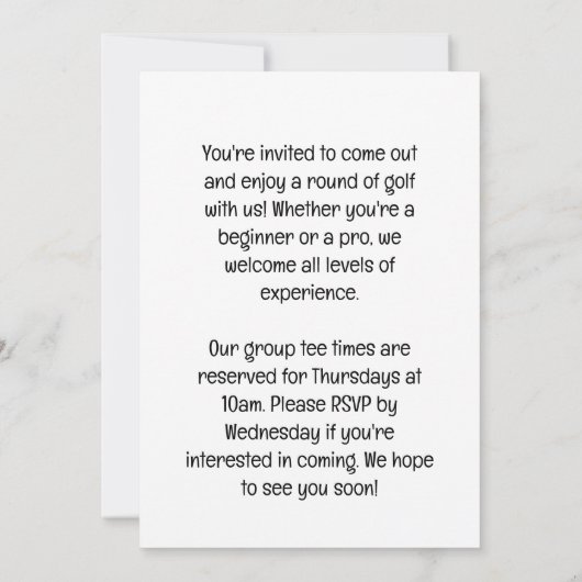 Golf Let’s Par tee for Christmas  招待状 (裏面)