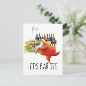Golf Let’s Par tee with golf flag on green ポストカード (スタンド正面)