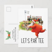 Golf Let’s Par tee with golf flag on green ポストカード (正面/裏面)