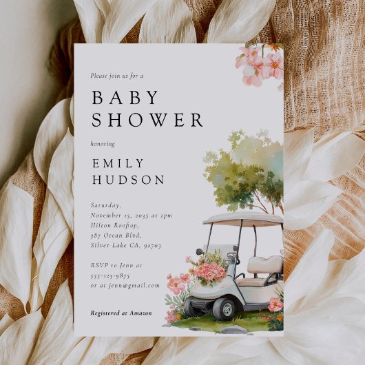 Golf Let's Par-tee Baby Shower 招待状