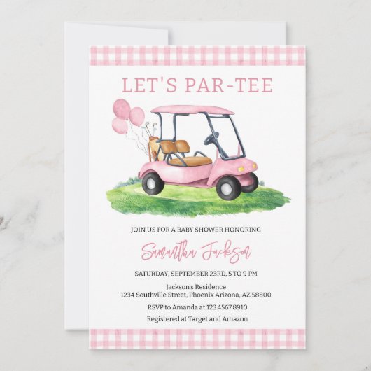 Golf Let's Par-tee Baby Shower Invitation 招待状 (正面)