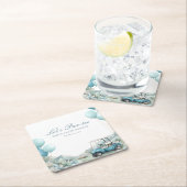 Golf Let's Par-tee Blue Baby Shower スクエアペーパーコースター (インサイチュ)