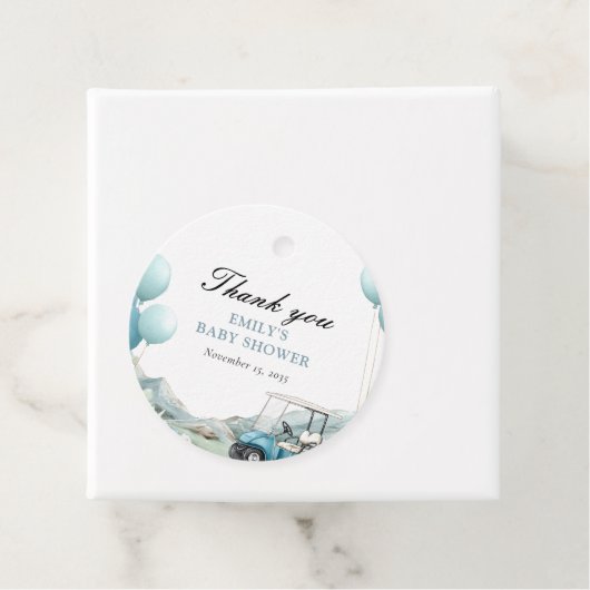 Golf Let's Par-tee Blue Baby Shower フェイバータグ (インサイチュ)