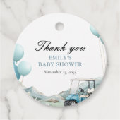 Golf Let's Par-tee Blue Baby Shower フェイバータグ (正面)