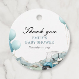 Golf Let's Par-tee Blue Baby Shower フェイバータグ