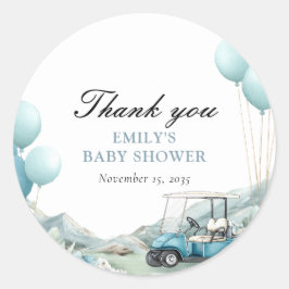 Golf Let's Par-tee Blue Baby Shower ラウンドシール