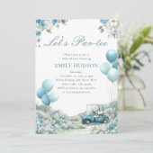 Golf Let's Par-tee Blue Baby Shower 招待状 (スタンド正面)