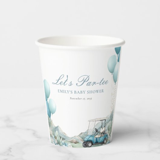 Golf Let's Par-tee Blue Baby Shower 紙コップ (裏面)