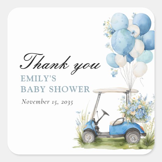 Golf Let's Par-tee Boy Baby Shower スクエアシール (正面)