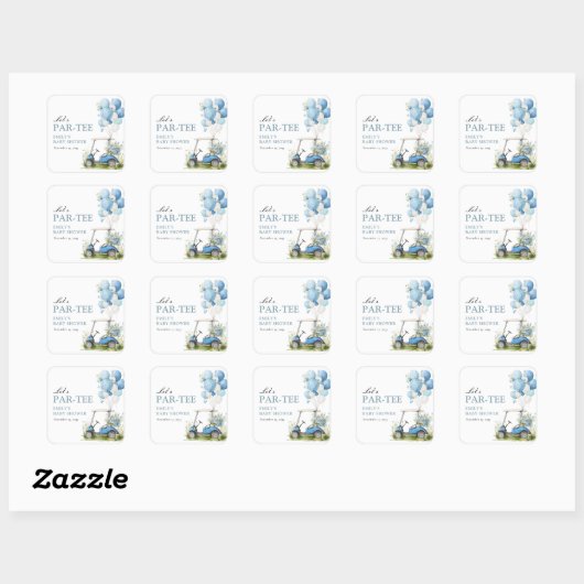 Golf Let's Par-tee Boy Baby Shower スクエアシール (シート)