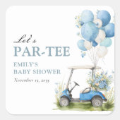 Golf Let's Par-tee Boy Baby Shower スクエアシール (正面)