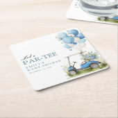 Golf Let's Par-tee Boy Baby Shower スクエアペーパーコースター (アングル)