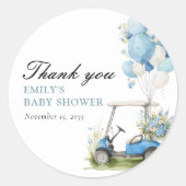 Golf Let's Par-tee Boy Baby Shower ラウンドシール (正面)