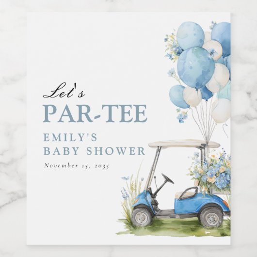 Golf Let's Par-tee Boy Baby Shower ワインラベル (シングルラベル)