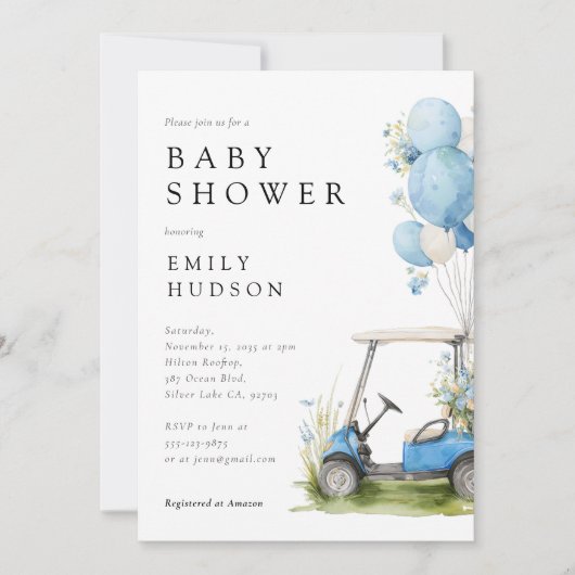 Golf Let's Par-tee Boy Baby Shower 招待状 (正面)