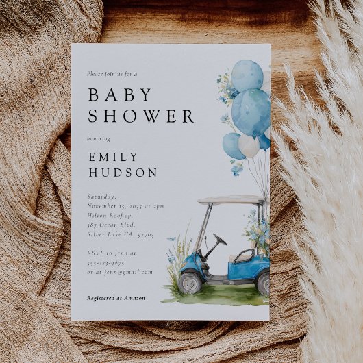 Golf Let's Par-tee Boy Baby Shower 招待状