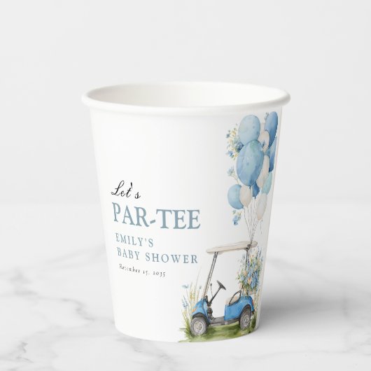 Golf Let's Par-tee Boy Baby Shower 紙コップ (裏面)