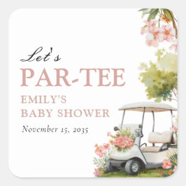 Golf Let's Par-tee Girl Baby Shower スクエアシール