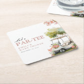 Golf Let's Par-tee Girl Baby Shower スクエアペーパーコースター (アングル)