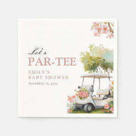 Golf Let's Par-tee Girl Baby Shower スタンダードカクテルナプキン