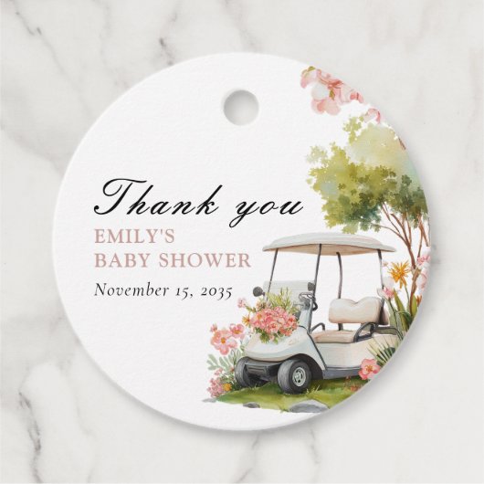 Golf Let's Par-tee Girl Baby Shower フェイバータグ (正面)