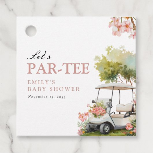 Golf Let's Par-tee Girl Baby Shower フェイバータグ (正面)