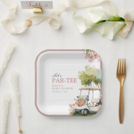 Golf Let's Par-tee Girl Baby Shower ペーパープレート