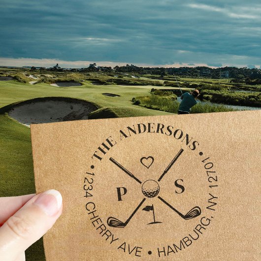 Golf Let's Par-Tee Name Return Address ラバースタンプ