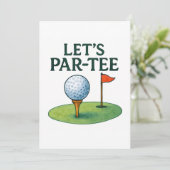 Golf Let's Party with Golf ball on tee 招待状 (スタンド正面)