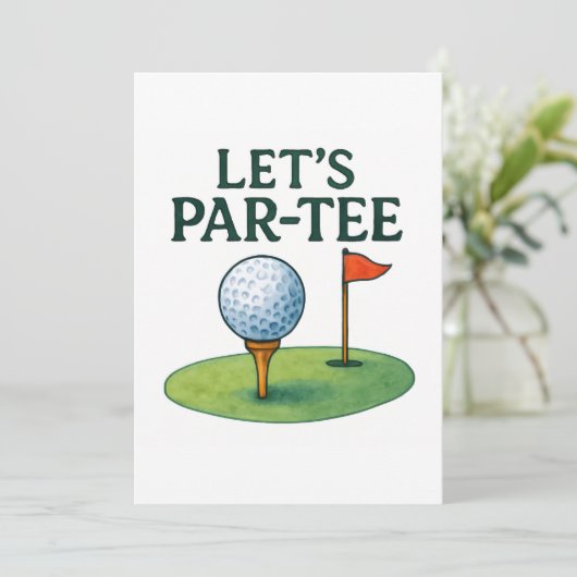 Golf Let's Party with Golf ball on tee 招待状 (スタンド正面)