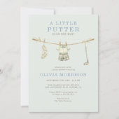 Golf Little Putter Sage Green Boy Baby Shower 招待状 (正面)