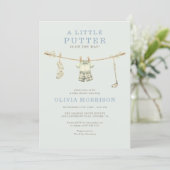 Golf Little Putter Sage Green Boy Baby Shower 招待状 (スタンド正面)