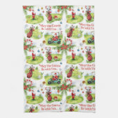 Golf May the course be with you Christmas Santa  キッチンタオル (縦)