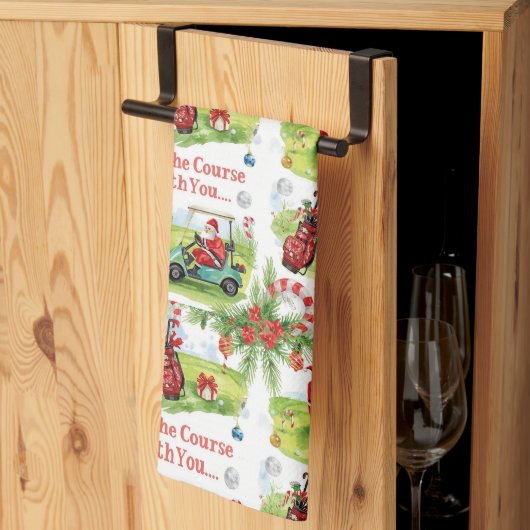 Golf May the course be with you Christmas Santa  キッチンタオル (三つ折り)