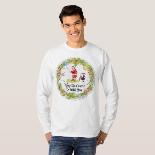 Golf May the course be with you Christmas themed Tシャツ (正面フル)
