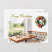 Golf Merry Christmas from Golf Course Clubhouse シーズンポストカード (正面/裏面)