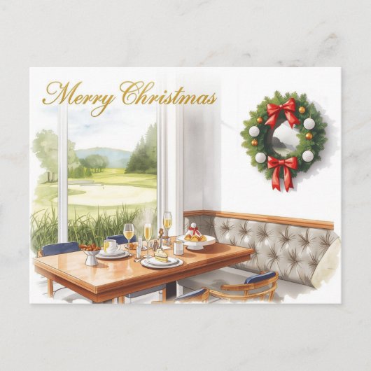Golf Merry Christmas from Golf Course Clubhouse シーズンポストカード (正面)