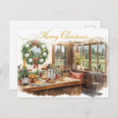 Golf Merry Christmas from Golf Course Clubhouse シーズンポストカード (正面/裏面)