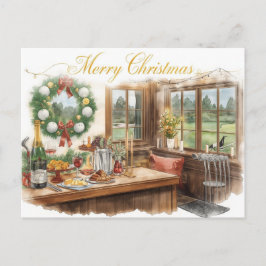 Golf Merry Christmas from Golf Course Clubhouse シーズンポストカード