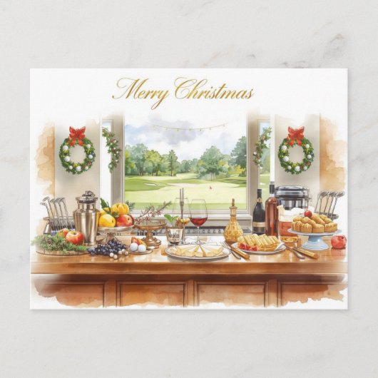 Golf Merry Christmas from Golf Course Clubhouse シーズンポストカード (正面)