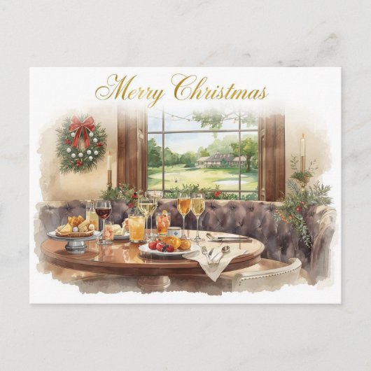 Golf Merry Christmas from Golf Course Clubhouse シーズンポストカード (正面)