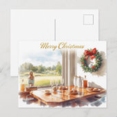 Golf Merry Christmas from Golf Course Clubhouse シーズンポストカード (正面/裏面)