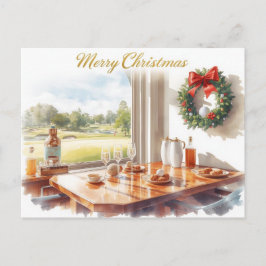 Golf Merry Christmas from Golf Course Clubhouse シーズンポストカード
