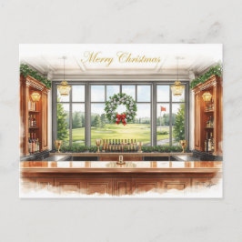 Golf Merry Christmas from Golf Course Clubhouse シーズンポストカード