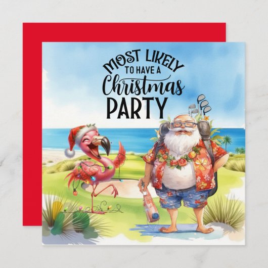 Golf Merry Christmas with Santa and flamingo (正面/裏面)