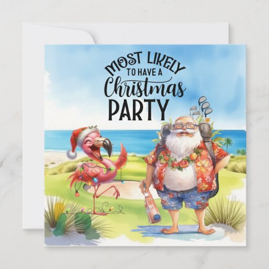 Golf Merry Christmas with Santa and flamingo (正面)