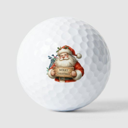 Golf Merry Christmas with Santa Claus ゴルフボール (正面)